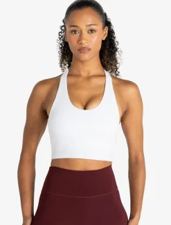 Allure Halter Built-in Bra Crop Top White