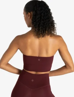 Allure Halter Built-in Bra Crop Top Dark Burgundy