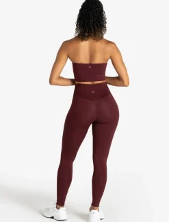 Allure Halter Built-in Bra Crop Top Dark Burgundy