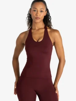 Allure Halter Built-in Bra Vest Dark Burgundy