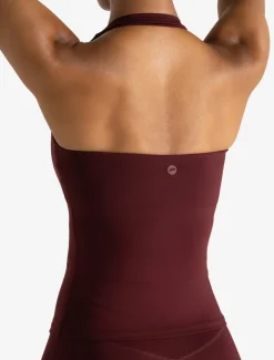 Allure Halter Built-in Bra Vest Dark Burgundy