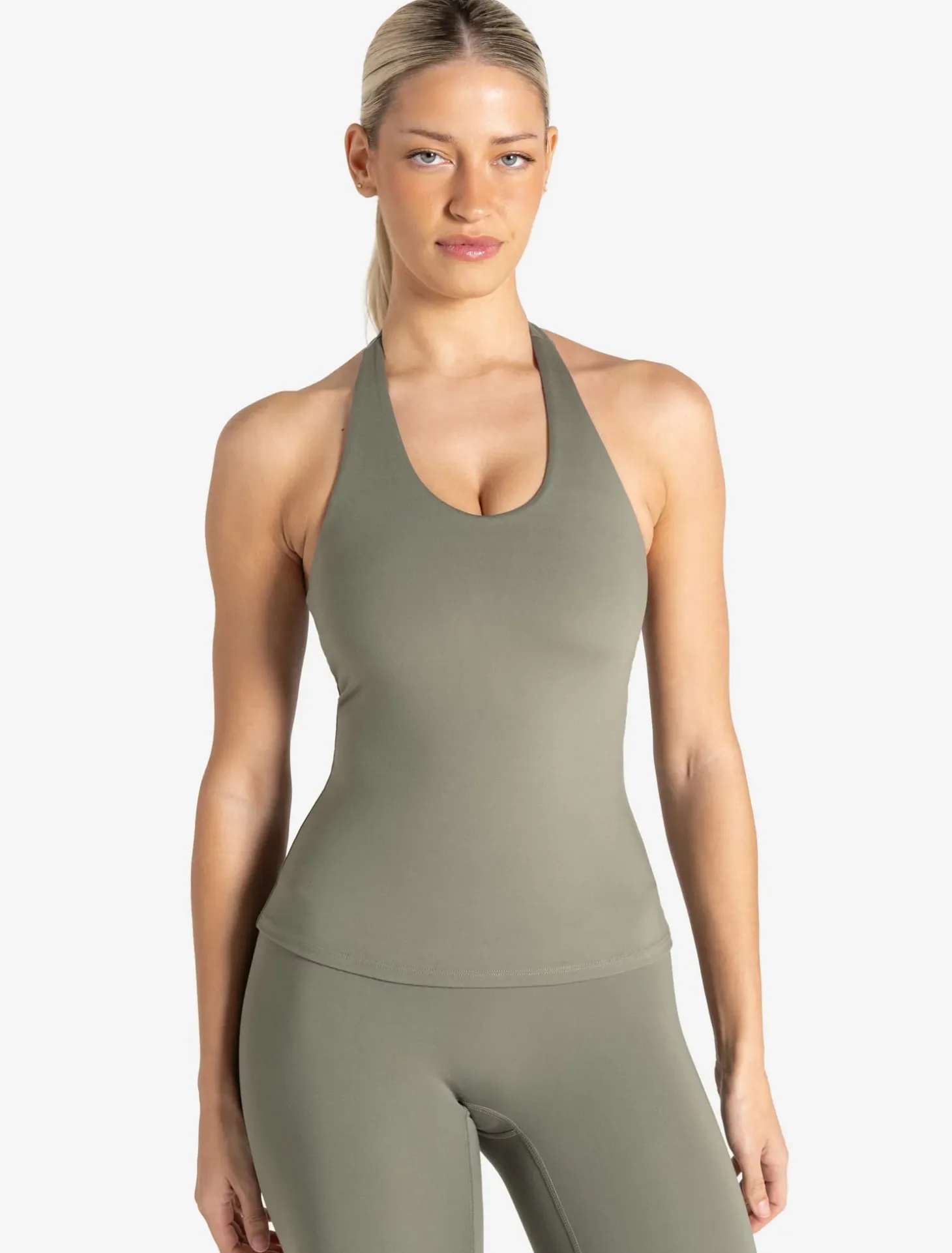 Allure Halter Built-in Bra Vest Dusky Sage