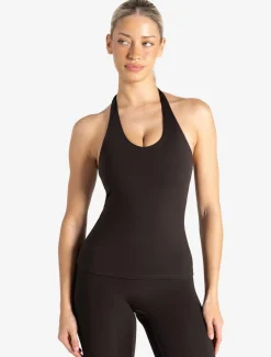 Allure Halter Built-in Bra Vest Espresso