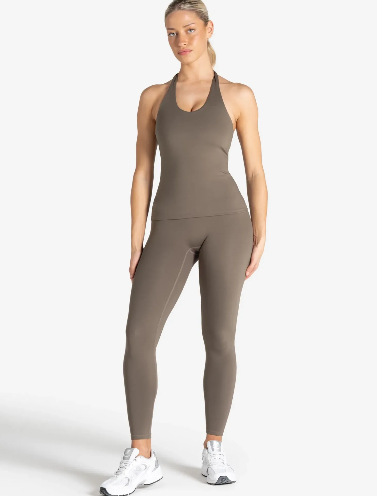 Allure Halter Built-in Bra Vest Taupe