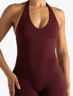 Allure Halter Neck All In One Dark Burgundy
