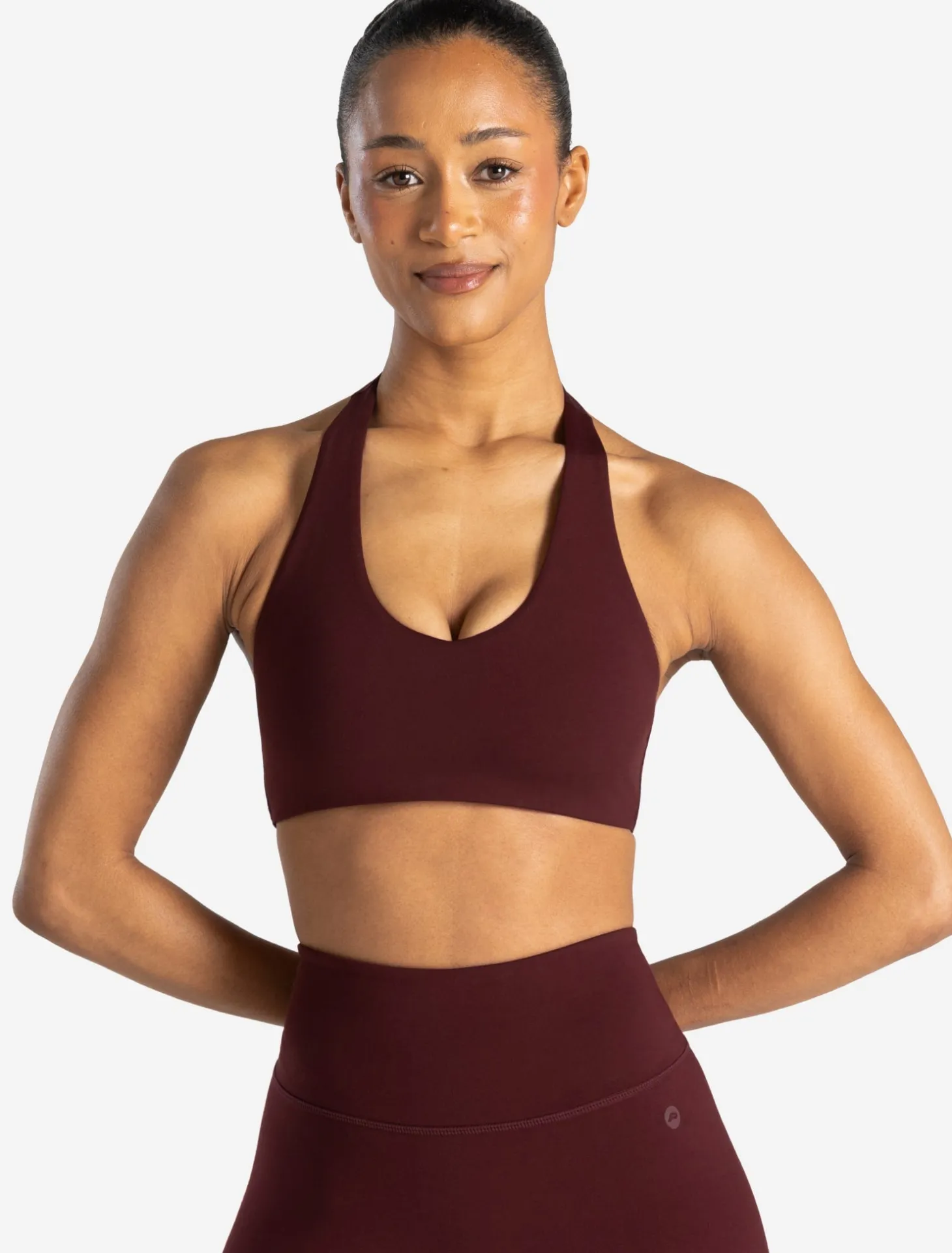 Allure Halter Sports Bra Dark Burgundy