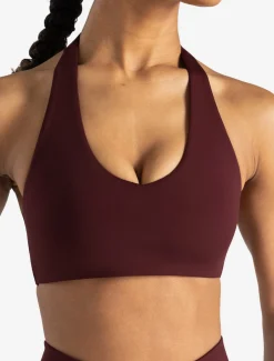 Allure Halter Sports Bra Dark Burgundy