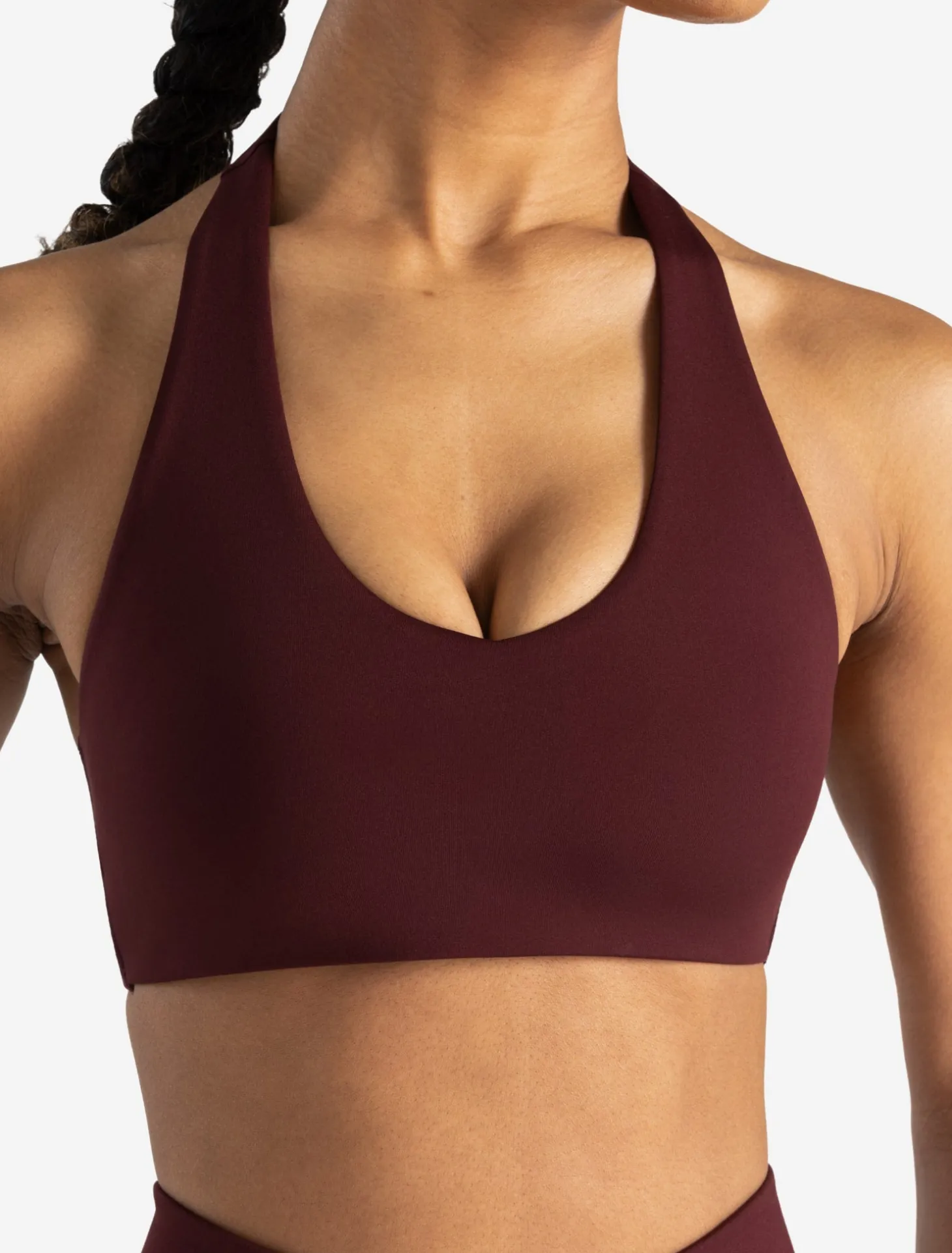 Allure Halter Sports Bra Dark Burgundy