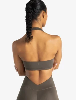 Allure Halter Sports Bra Taupe