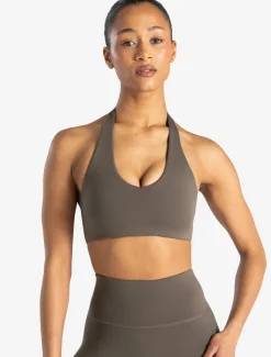 Allure Halter Sports Bra Taupe