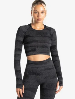 Boost Seamless Long Sleeve Crop Top Black