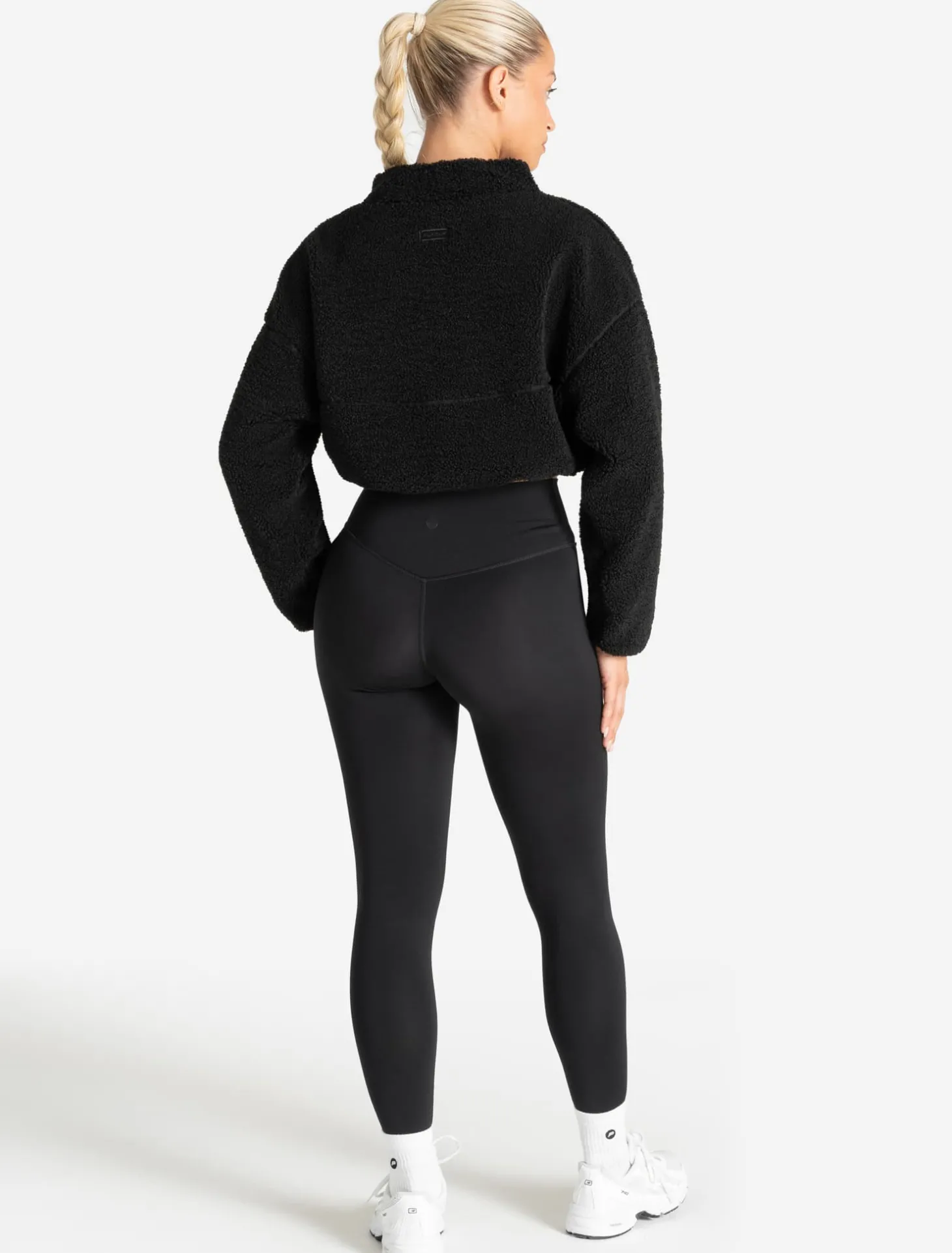 Borg Fleece Crop Jacket Black
