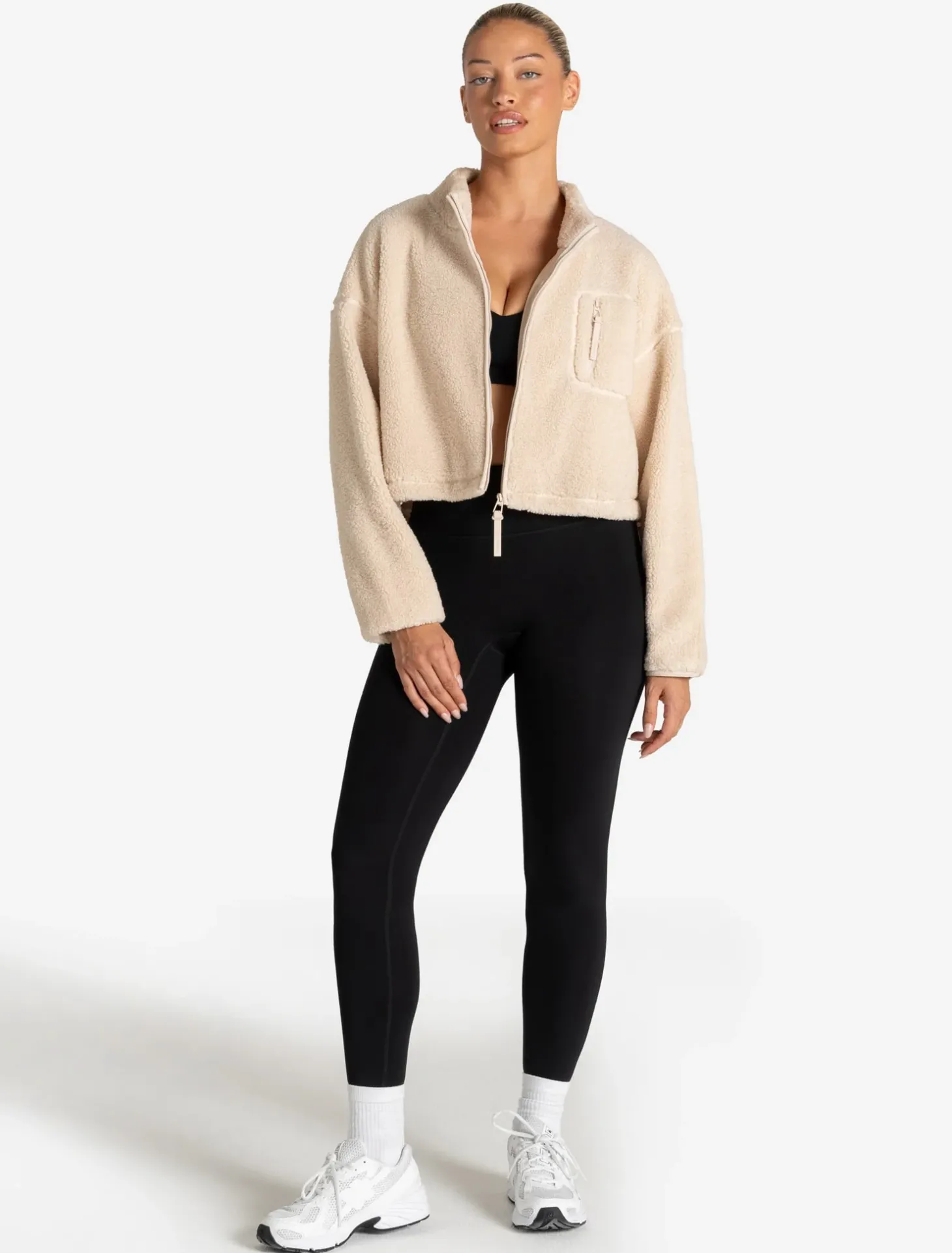 Borg Fleece Crop Jacket Cream