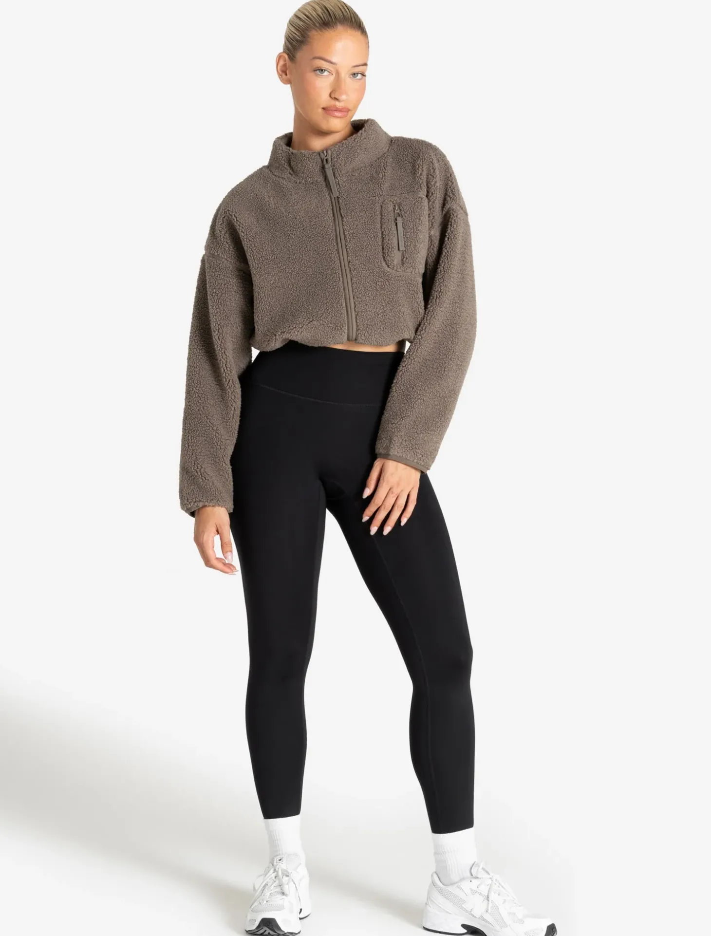 Borg Fleece Crop Jacket Mole