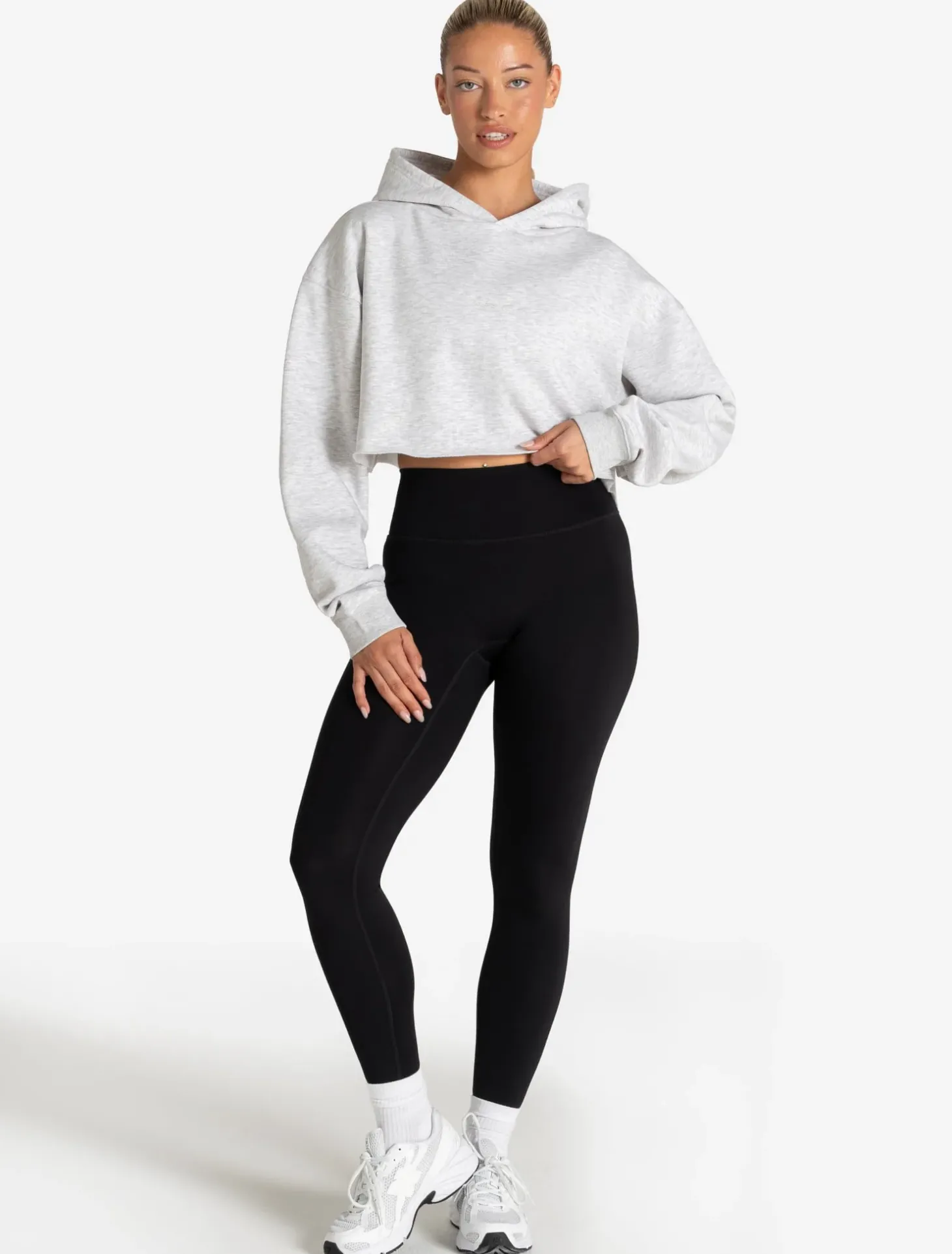 Core Crop Hoodie Grey Marl