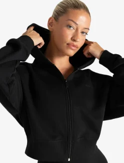 Core Crop Zip Hoodie Black