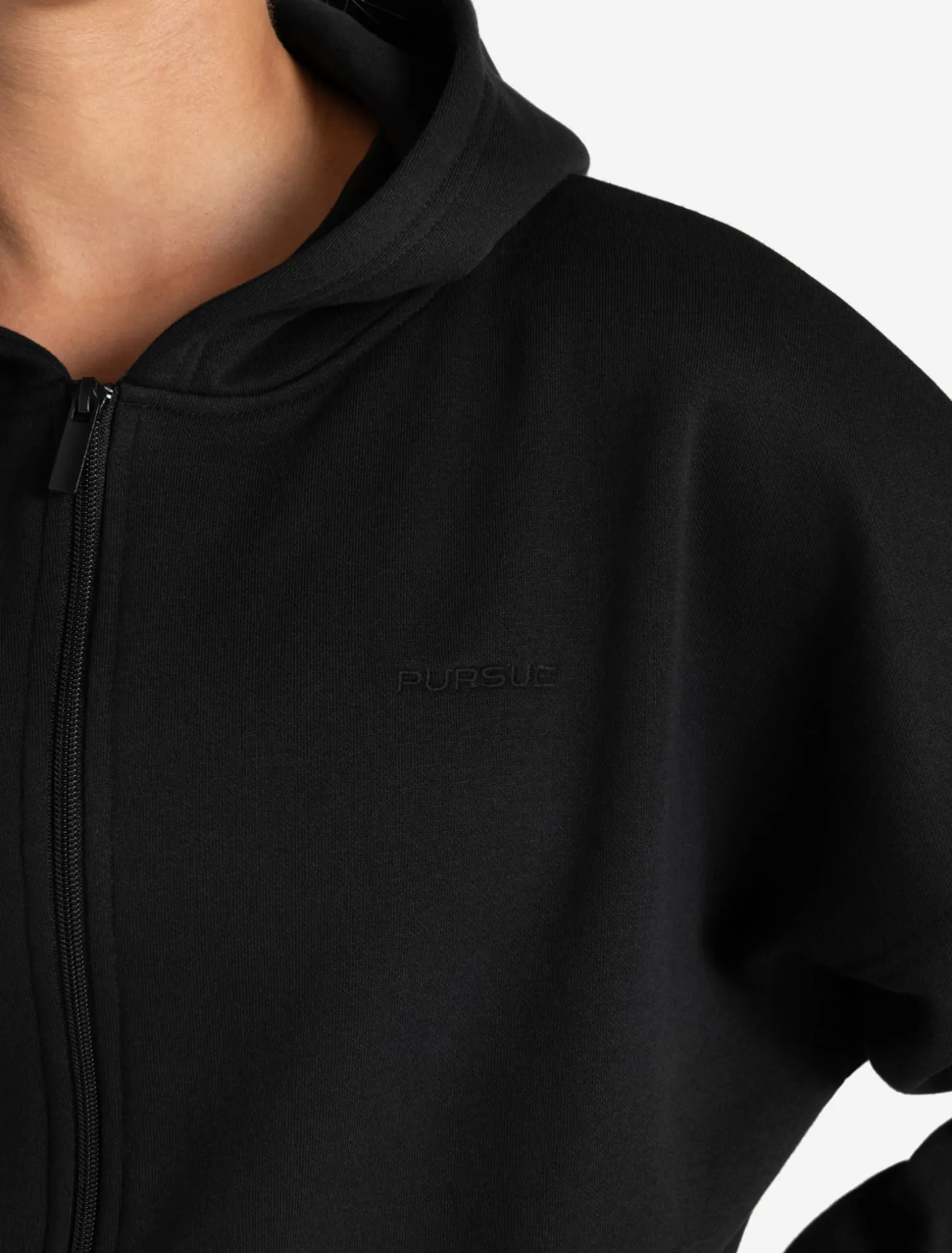 Core Crop Zip Hoodie Black