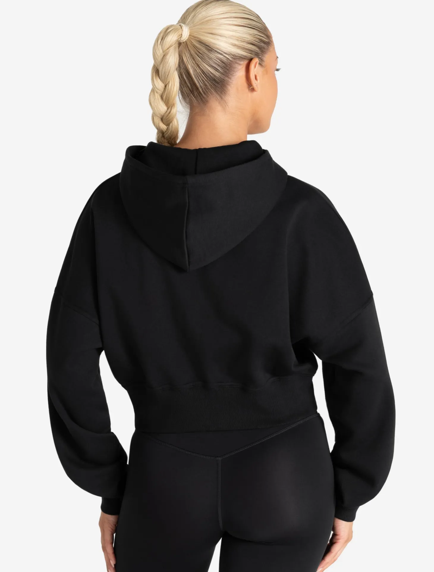 Core Crop Zip Hoodie Black