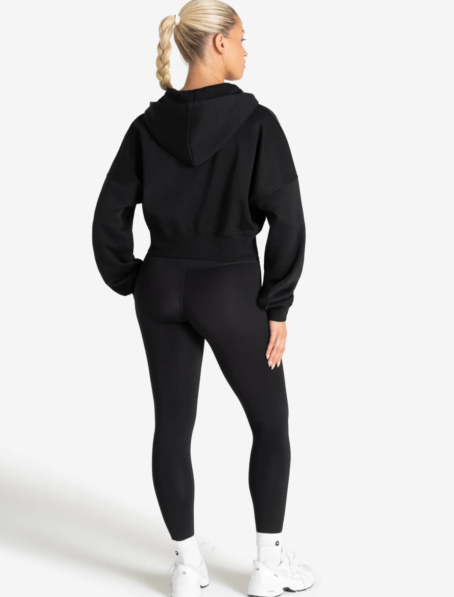 Core Crop Zip Hoodie Black