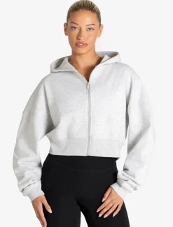 Core Crop Zip Hoodie Grey Marl