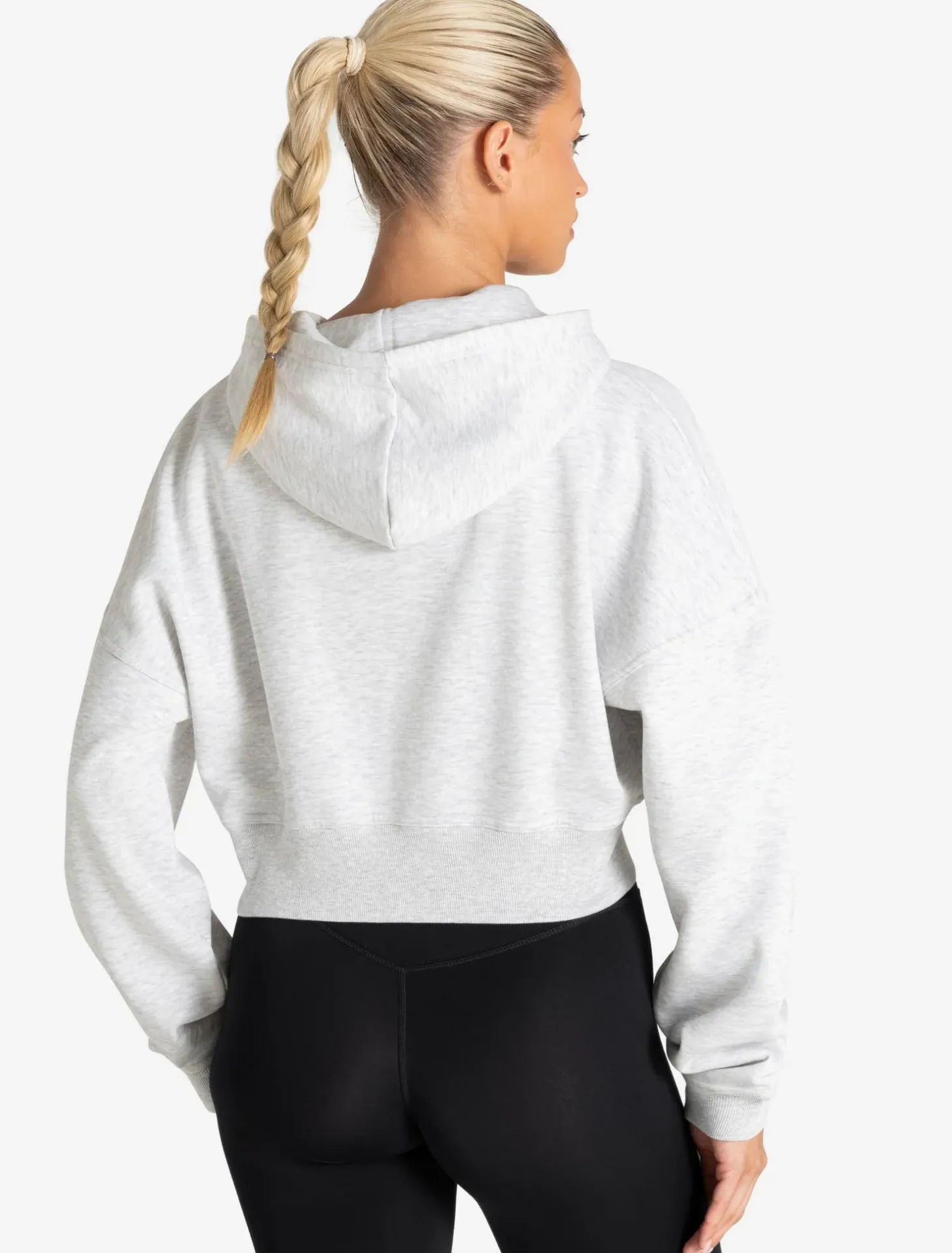 Core Crop Zip Hoodie Grey Marl