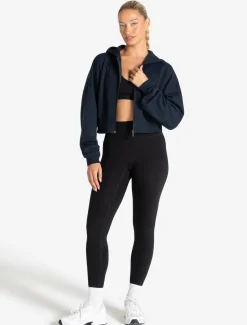 Core Crop Zip Hoodie Navy