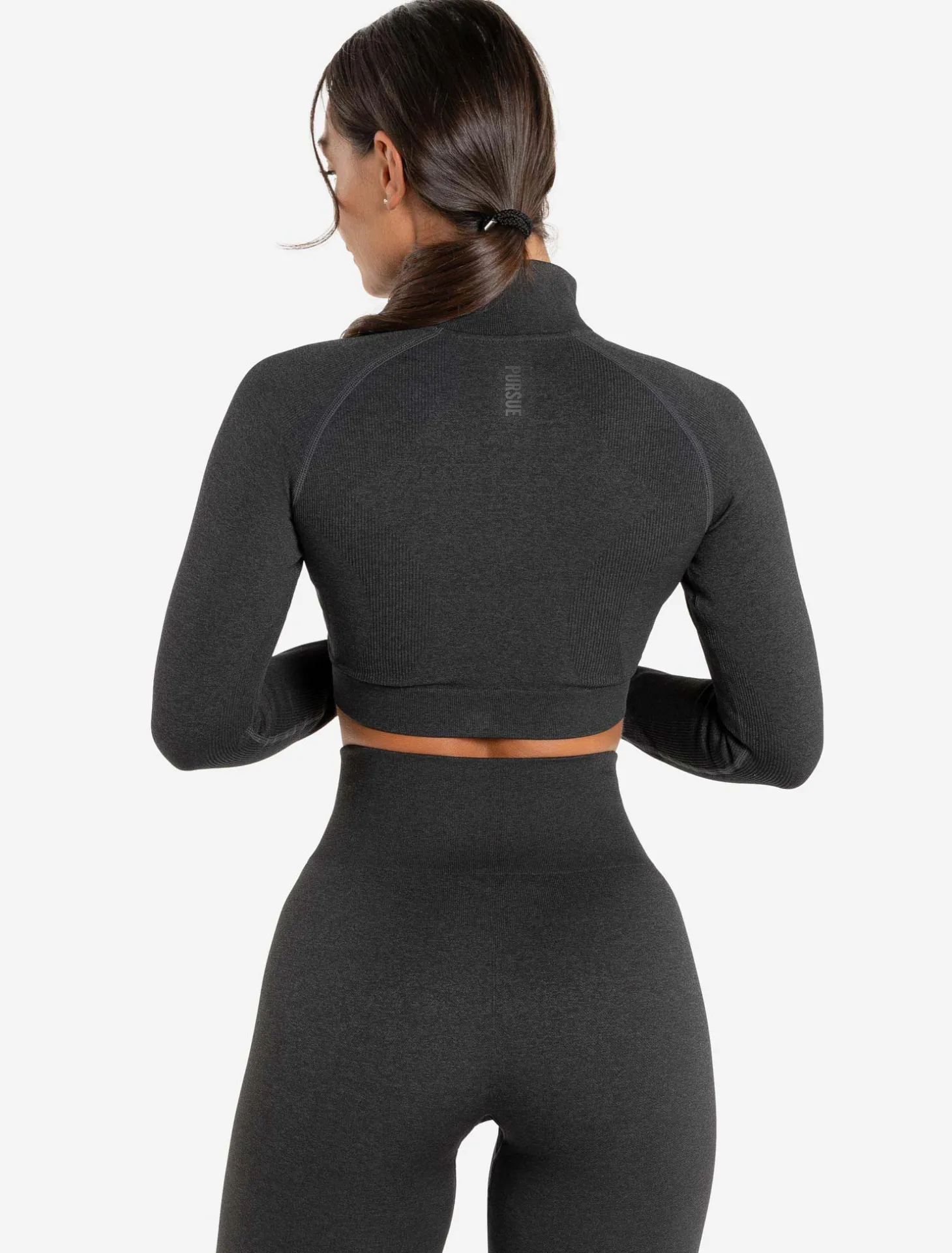 Core Seamless Crop 1/2 Zip Black Marl