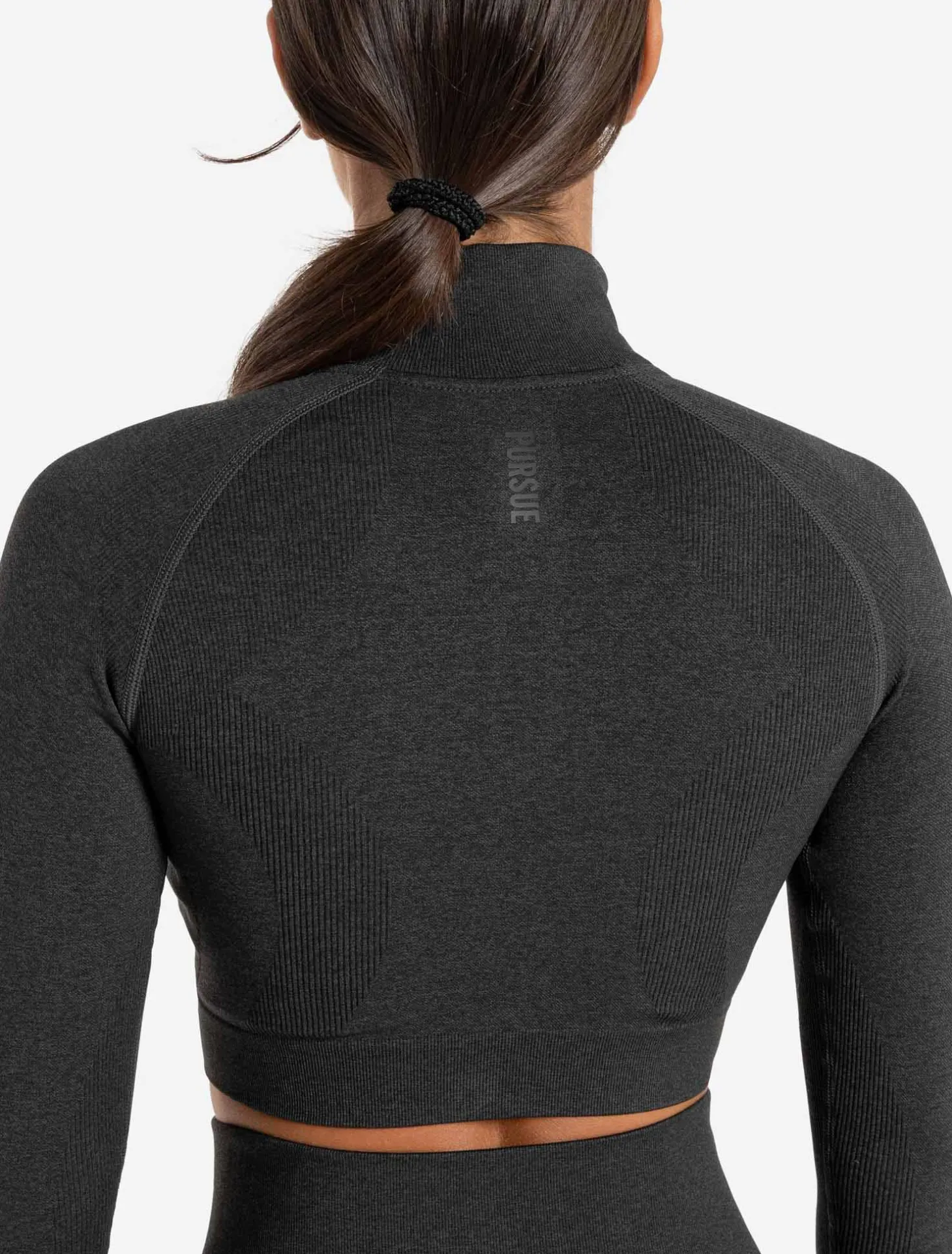 Core Seamless Crop 1/2 Zip Black Marl