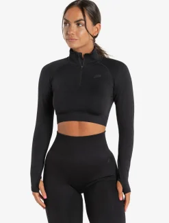 Core Seamless Crop 1/2 Zip Blackout
