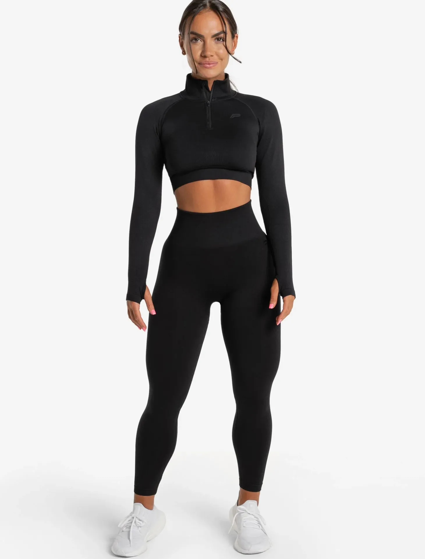 Core Seamless Crop 1/2 Zip Blackout