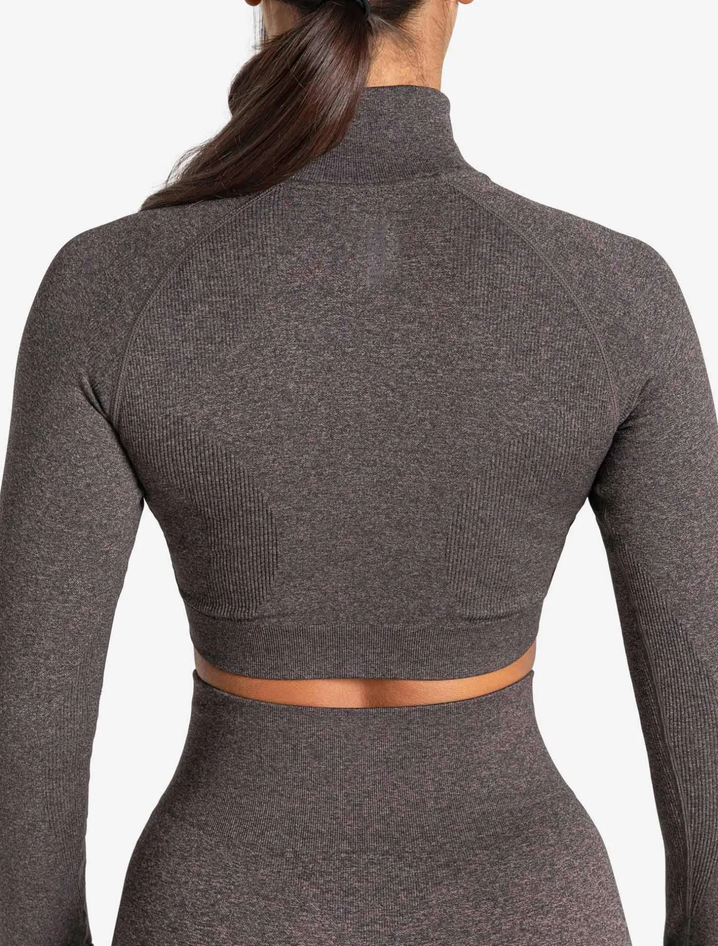Core Seamless Crop 1/2 Zip Brown Marl