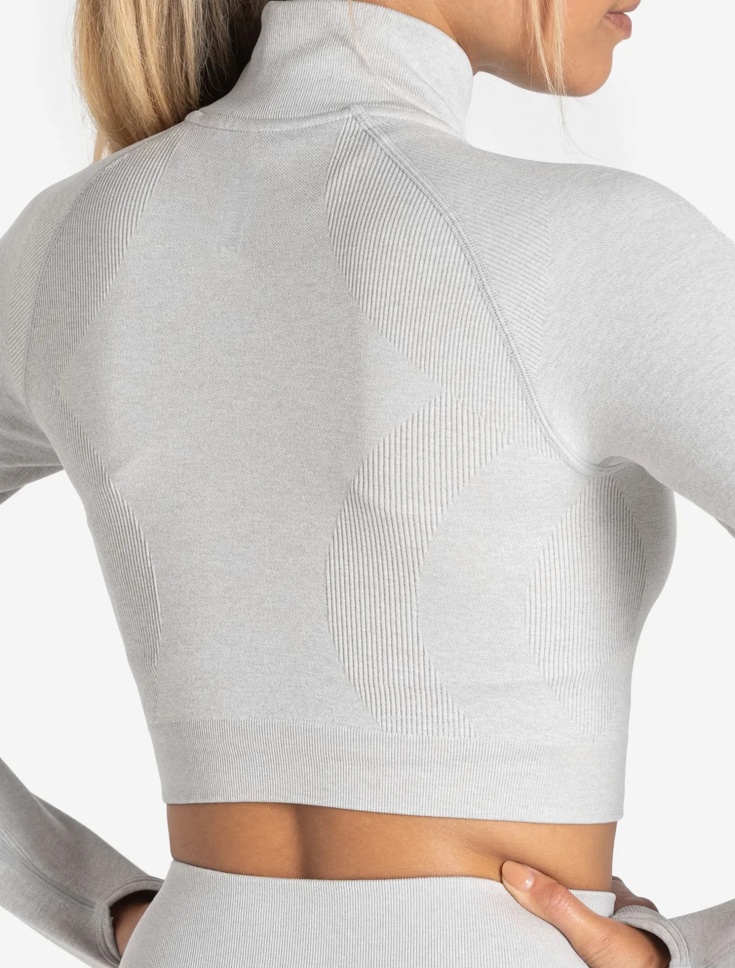 Core Seamless Crop 1/2 Zip Grey Marl