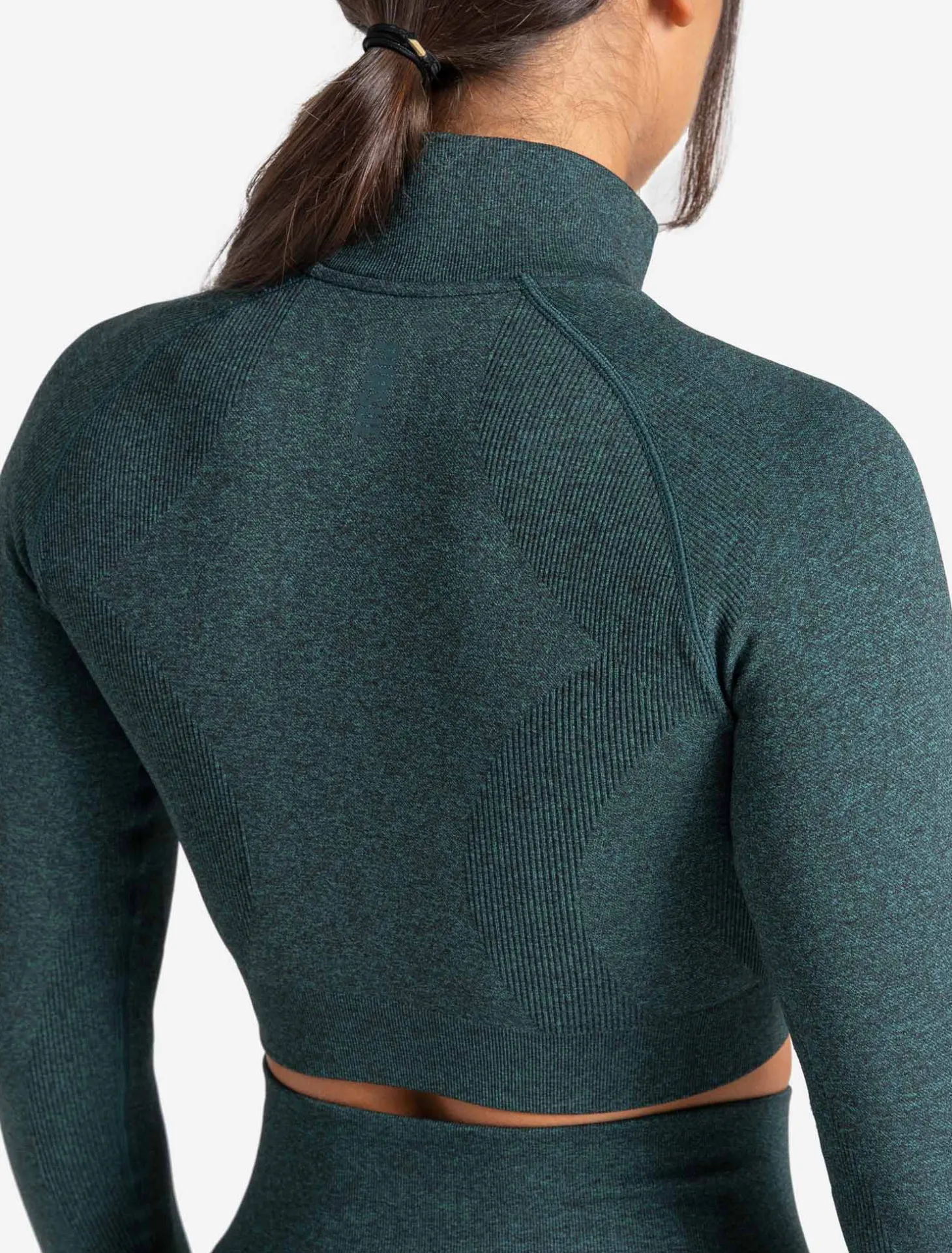 Core Seamless Crop 1/2 Zip Teal Marl
