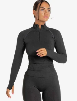 Core Seamless 1/4 Zip Black Marl
