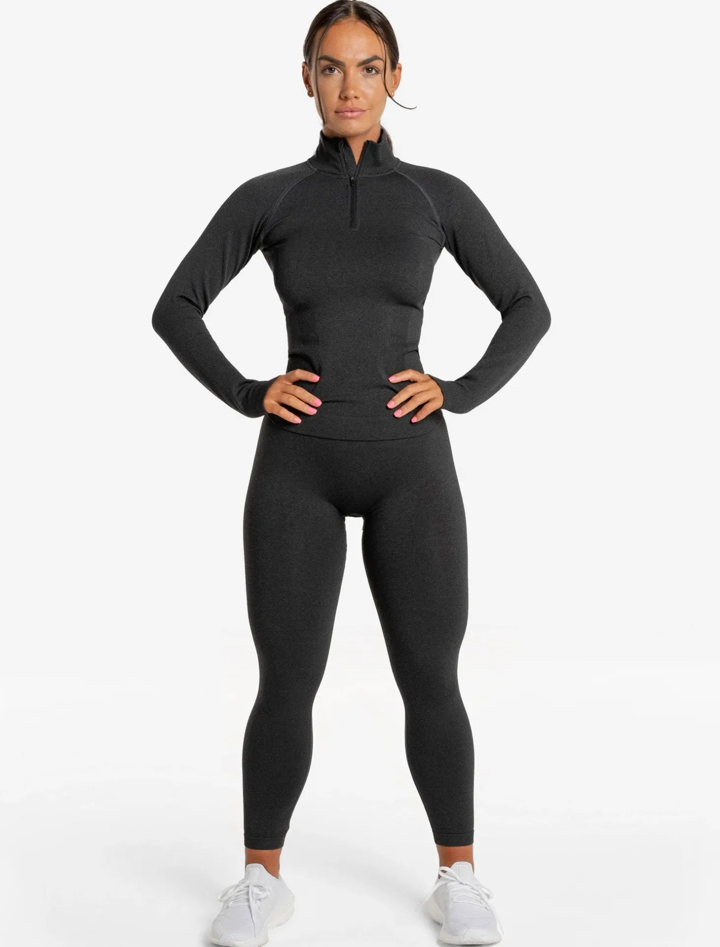 Core Seamless 1/4 Zip Black Marl