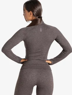 Core Seamless 1/4 Zip Brown Marl