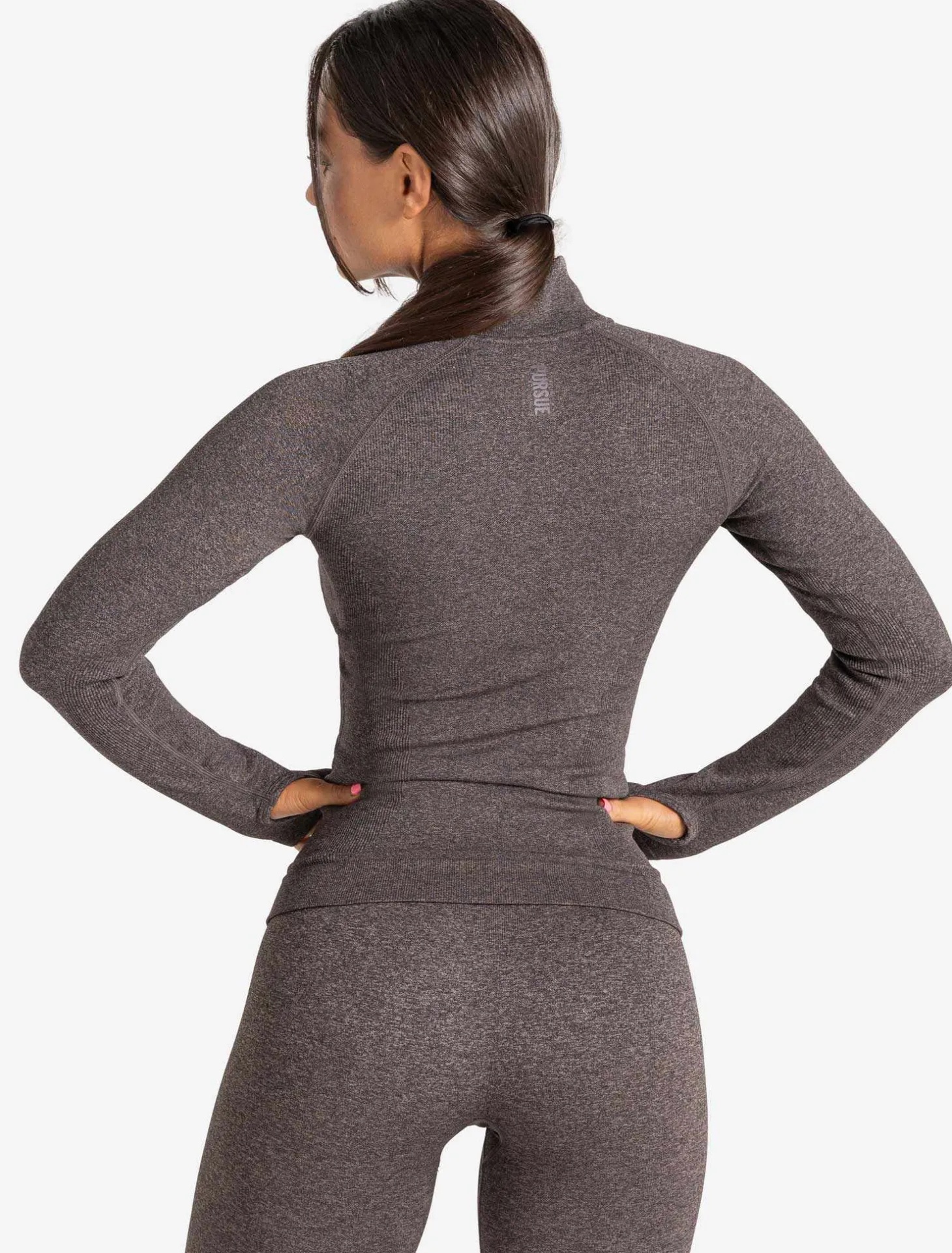 Core Seamless 1/4 Zip Brown Marl