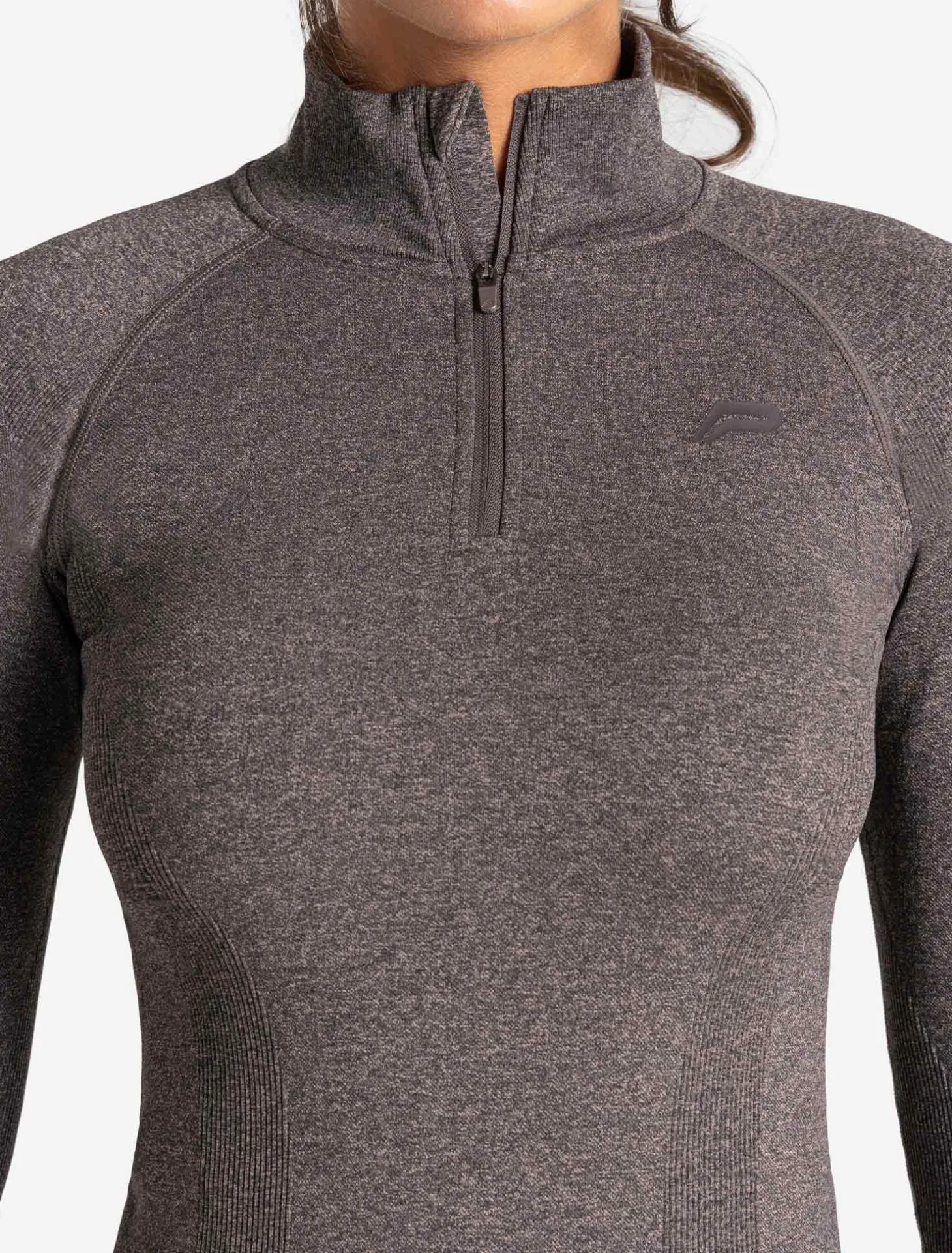 Core Seamless 1/4 Zip Brown Marl