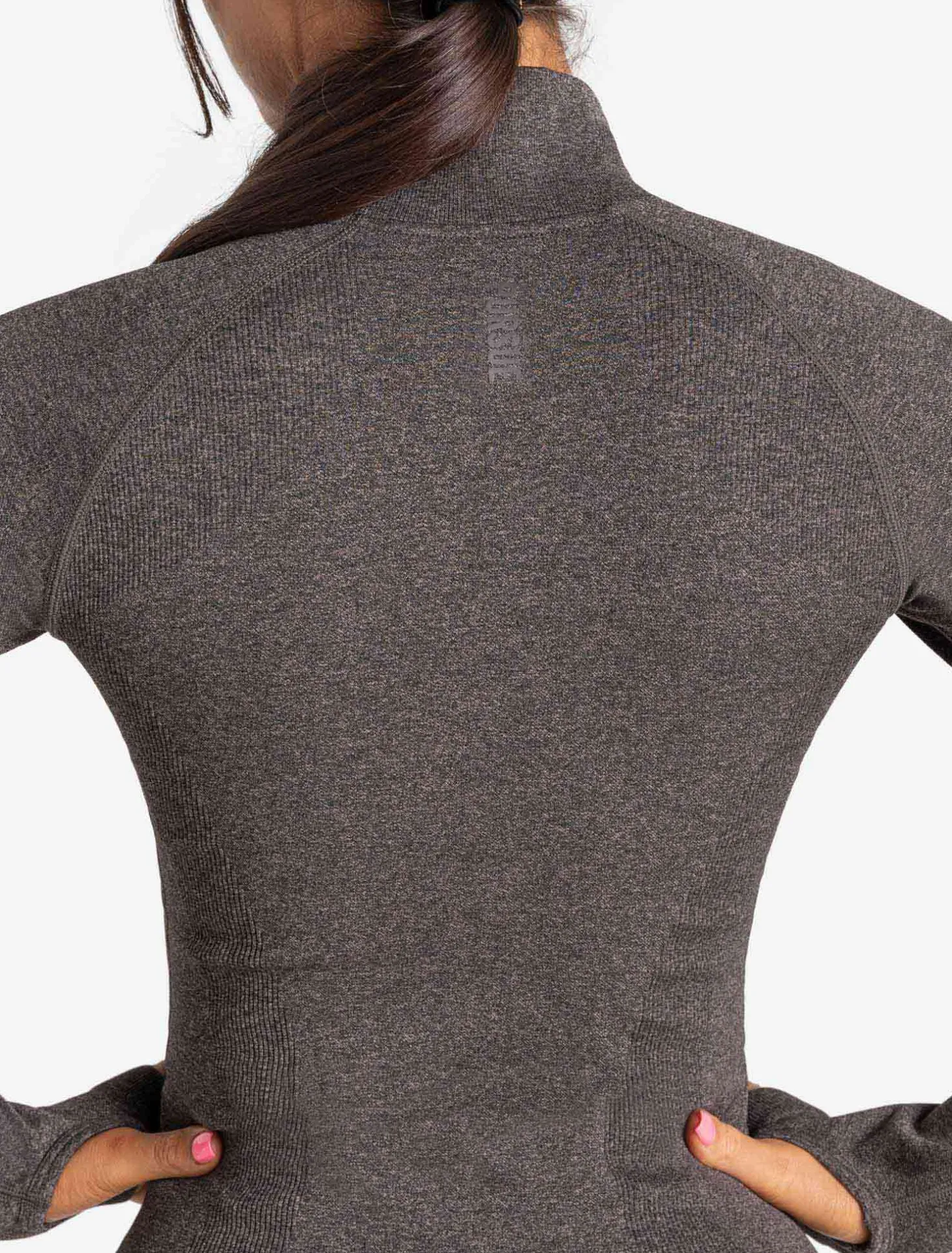 Core Seamless 1/4 Zip Brown Marl