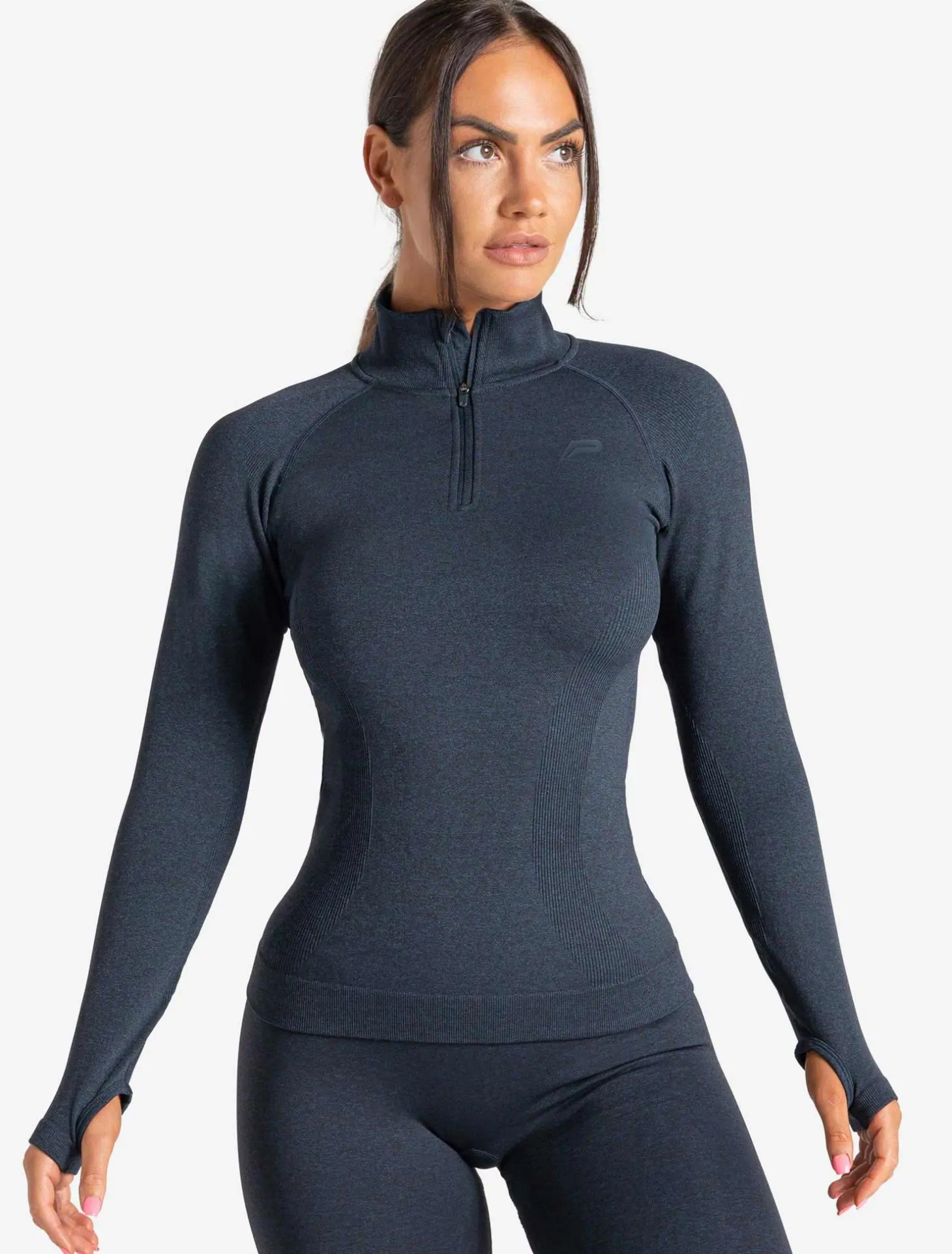 Core Seamless 1/4 Zip Navy Marl
