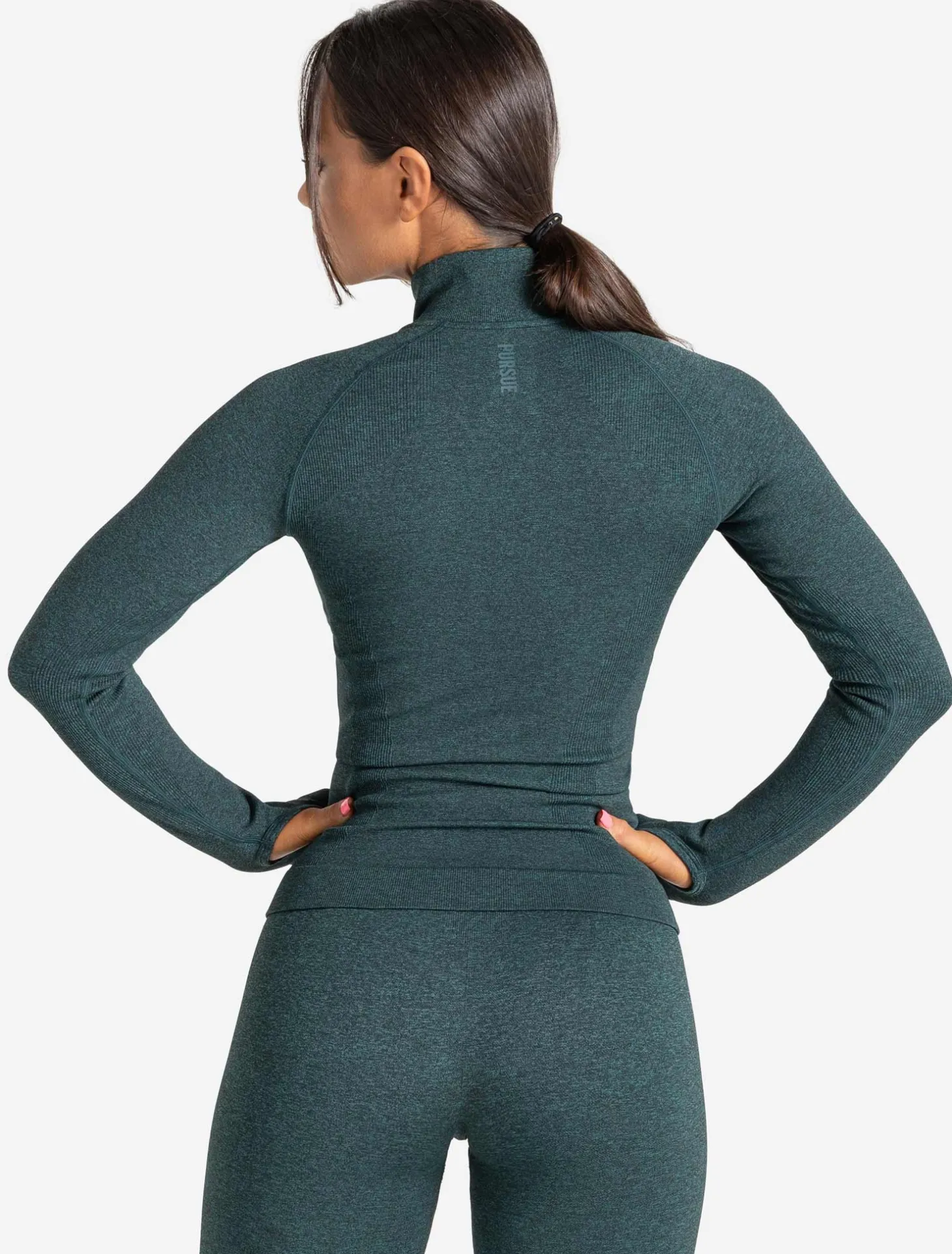 Core Seamless 1/4 Zip Teal Marl