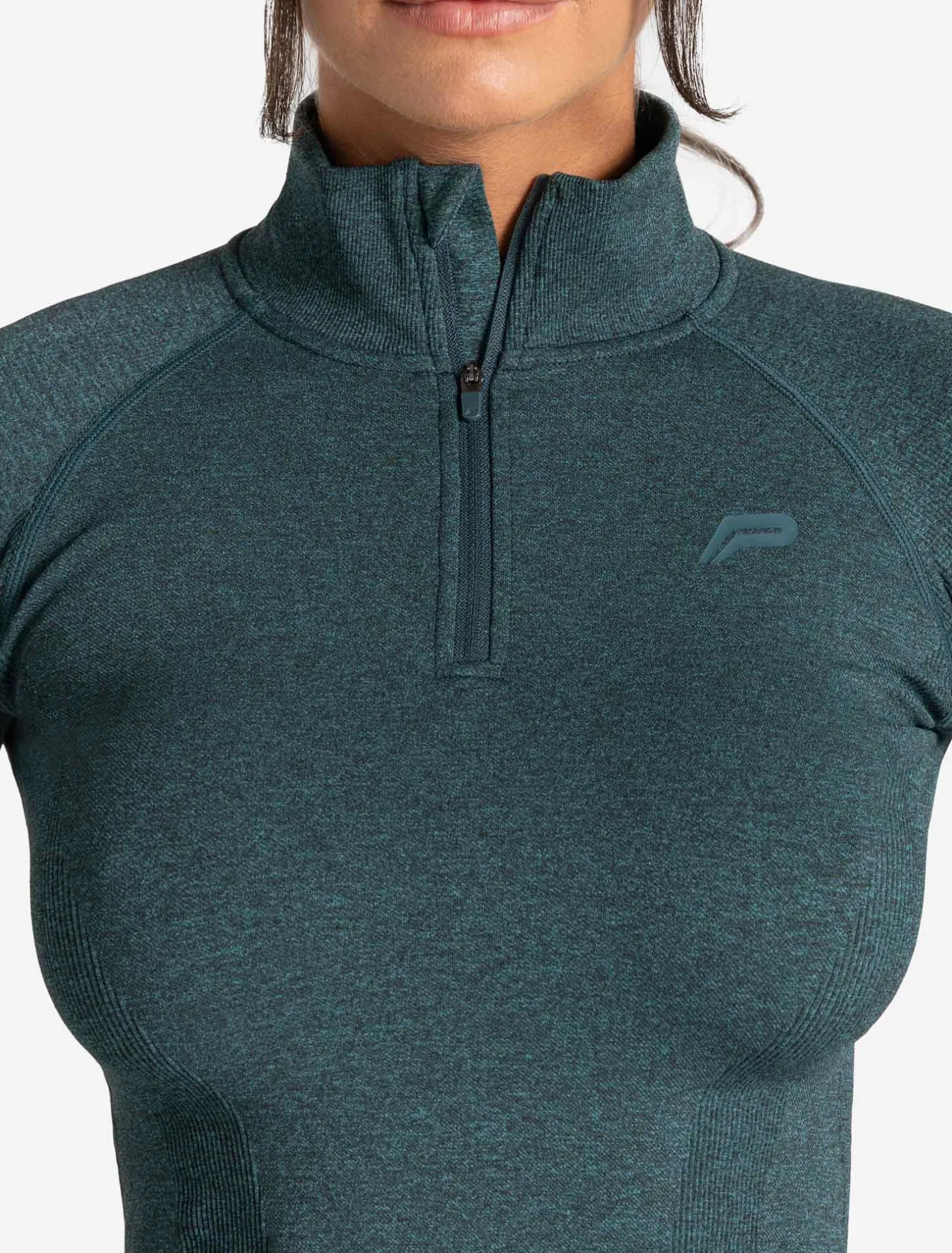 Core Seamless 1/4 Zip Teal Marl