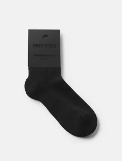 Embroidered Quarter Socks Black (Unisex)
