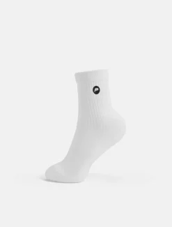 Embroidered Quarter Socks White (Unisex)