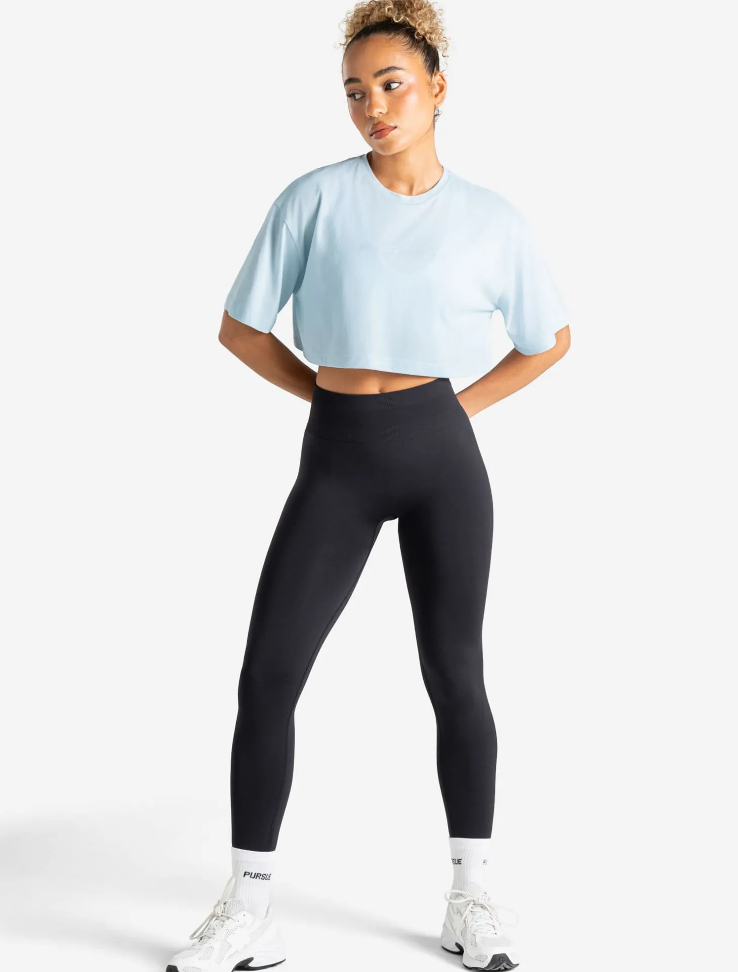 Graphic Crop T-Shirt Baby Blue