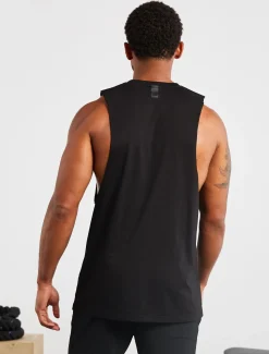 Graphic Drop Arm Tank Black