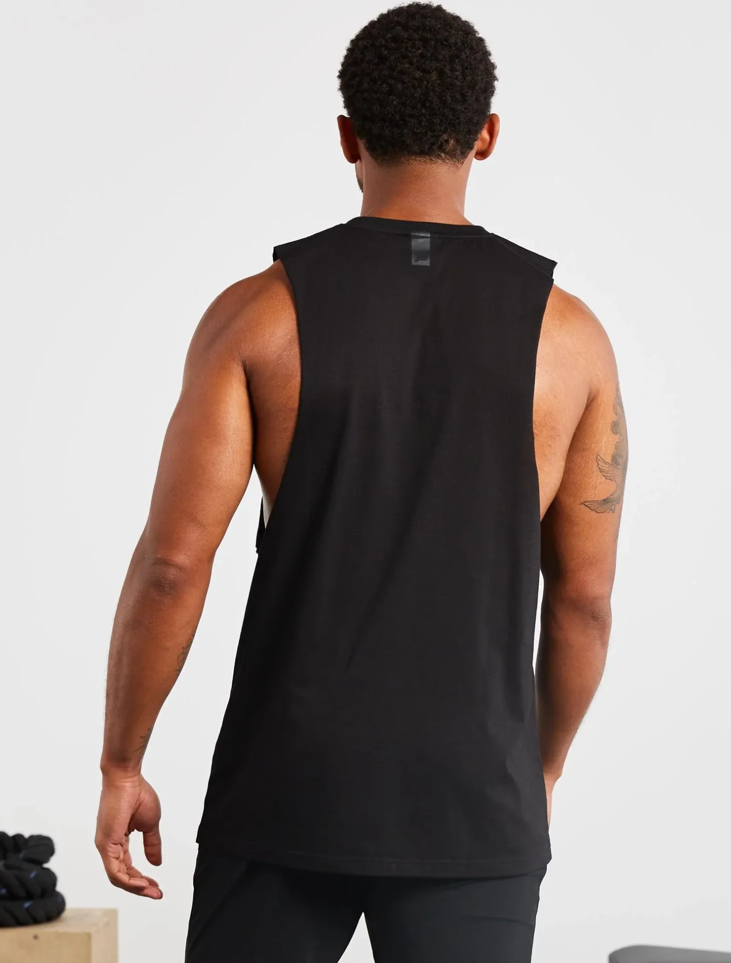 Graphic Drop Arm Tank Black