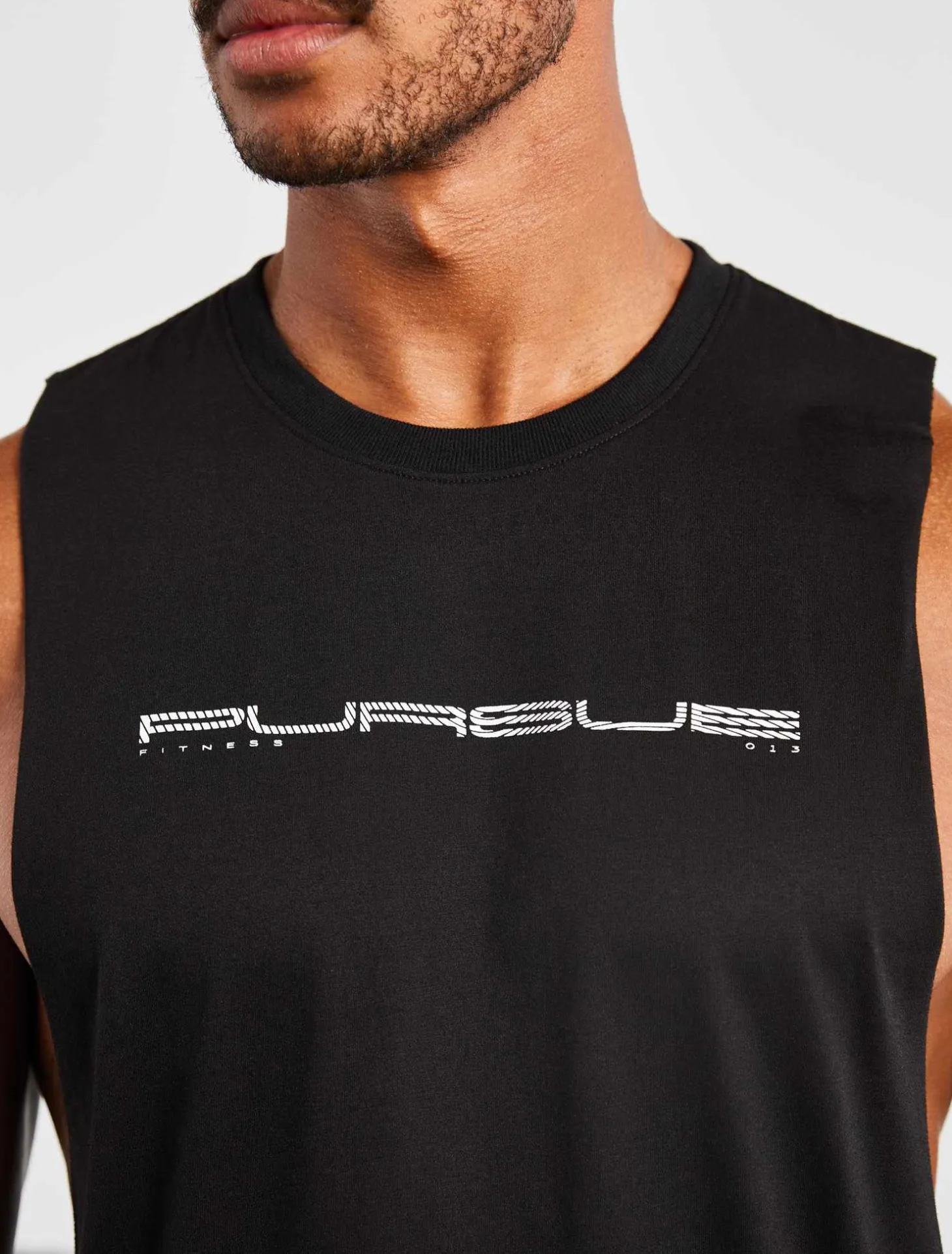 Graphic Drop Arm Tank Black
