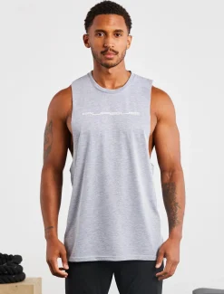 Graphic Drop Arm Tank Grey Marl
