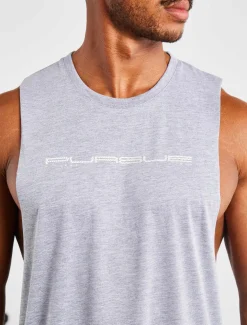 Graphic Drop Arm Tank Grey Marl